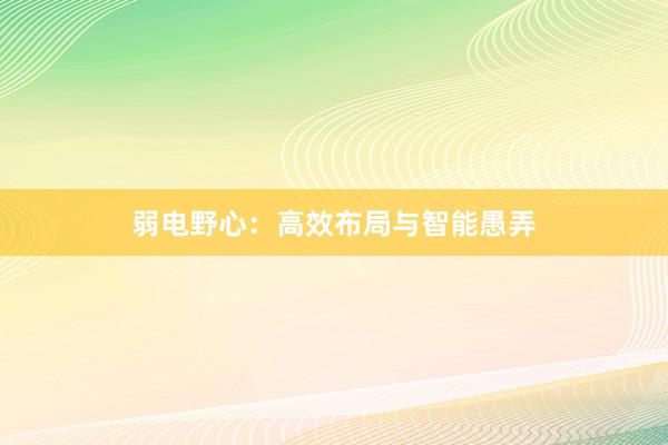弱电野心：高效布局与智能愚弄